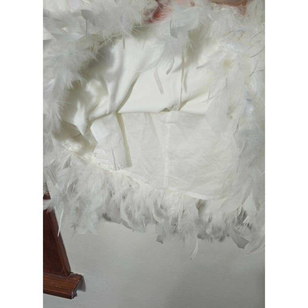 NWT! 12th Tribe White Satin Feathered Skirt Size Large Lined - Picture 5 of 7